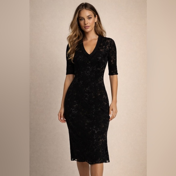 Ann Ferriday Dresses & Skirts - Y2K 90’s  Ann Farriday One Size Dress Stretch Lace 3/4 Sleeve EUC whimsygoth